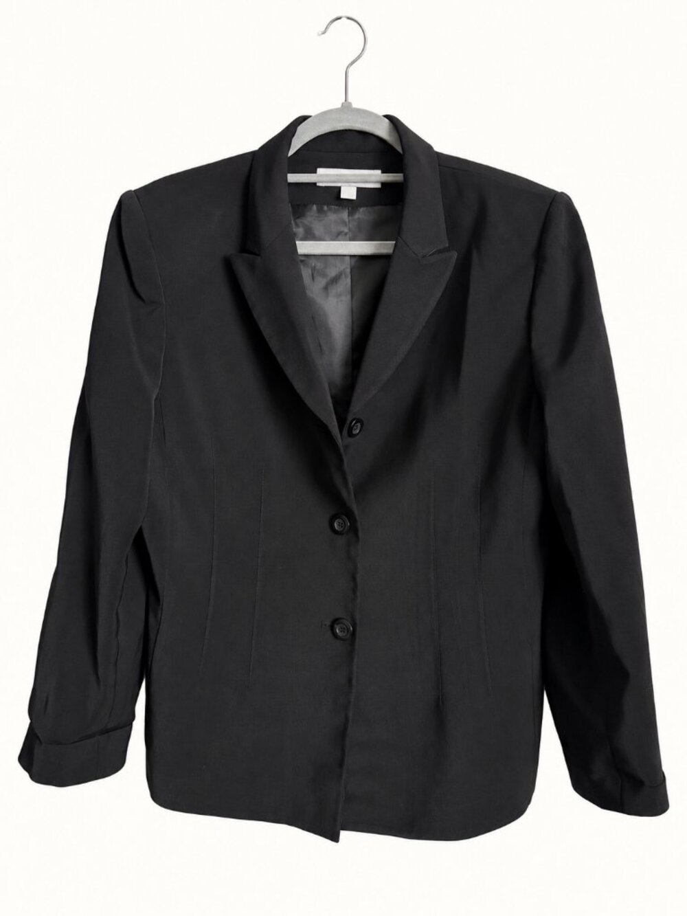 Le Suit Essentials Black Tailored Three-Button Blazer 12
